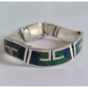 Vintage Los Castillo Sterling Silver Mosaico Azteca Taxco Bracelet Early Design